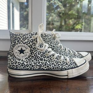 Converse Black Leopard Print High-Top Sneakers